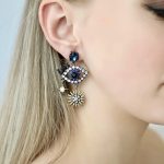 Оригинальные масонские серьги всевидящее око от бренда Empire. Серёжки в виде глаза, синие серёжки — изображение 3