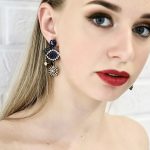 Оригинальные масонские серьги всевидящее око от бренда Empire. Серёжки в виде глаза, синие серёжки