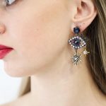 Оригинальные масонские серьги всевидящее око от бренда Empire. Серёжки в виде глаза, синие серёжки — изображение 5