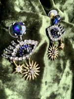 Оригинальные масонские серьги всевидящее око от бренда Empire. Серёжки в виде глаза, синие серёжки — изображение 6