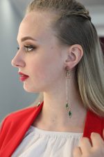 Длинные сережки в виде змей. Серьги-змеи с натуральными камнями на цепочках — изображение 5