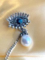 Масонская брошь с сакральными символами всевидящее око, череп, звезда и Месяц — изображение 4