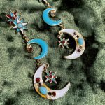 Лунные эмалированные серьги с восьмиконечными звёздами. Серёжки с Месяцем и звёздами от бренда Empire — изображение 3