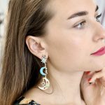 Лунные эмалированные серьги с восьмиконечными звёздами. Серёжки с Месяцем и звёздами от бренда Empire