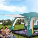 Палатка для кемпинга, 10-12 человек, полный рост, качественный материал , водостойкая .