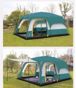 Палатка для кемпинга, 10-12 человек, полный рост, качественный материал , водостойкая . — изображение 7