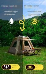 Надувная палатка  для кемпинга , утолщённая, непромокаемая, складная палатка туристическая. — изображение 3