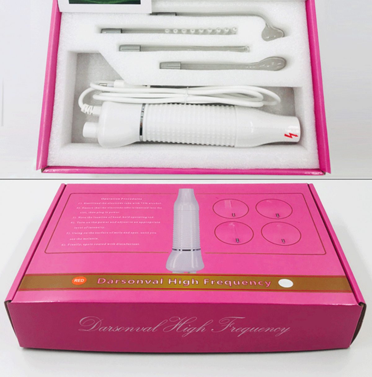 ДАРСОНВАЛЬ КОСМЕТОЛОГИЧЕСКИЙ АППАРАТ High Frequency YL-D01 ДЛЯ УХОДА ЗА КОЖЕЙ ЛИЦА И ТЕЛА, 4 НАСАДКИ — изображение 2