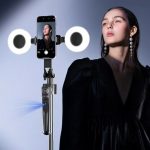 Селфи палка штатив ES-B181 с пультом 3 в 1 + подсветка + слежка за объектом + управление жестами.