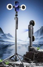 Селфи палка штатив ES-B181 с пультом 3 в 1 + подсветка + слежка за объектом + управление жестами. — изображение 2