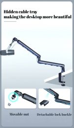 Профессиональная стойка для микрофона, Пантограф , регулировка на 360°, держатель микрофона — изображение 3