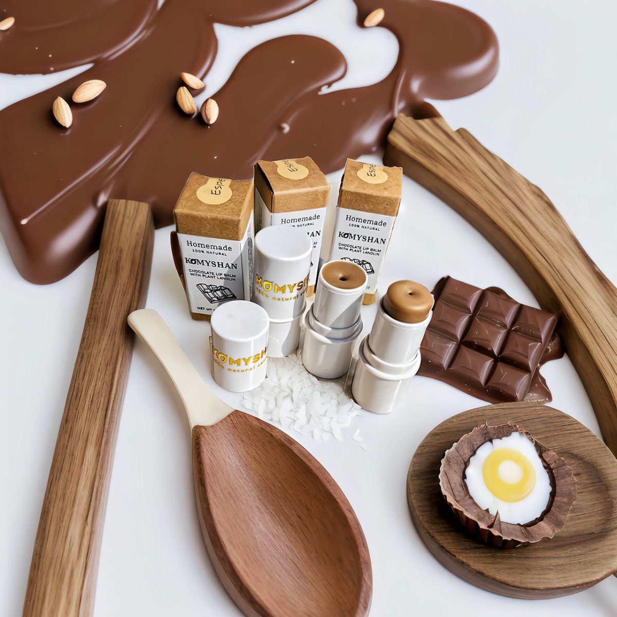Натуральный шоколадный бальзам для губ KOMYSHAN HandMade с растительным ланолином — изображение 5
