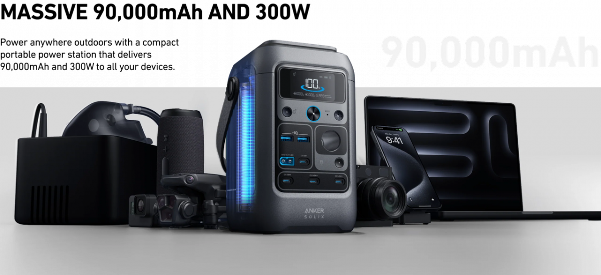 Портативная электростанция Anker SOLIX C300  DC 288Wh (90,000mAh) LiFePO4 + light — изображение 7