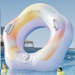 Надувной круг с  встроенным насосом и ручками AirFloat Pro Грейпфрутовий молочний 90Дорослі35 см85 см60-90 кг