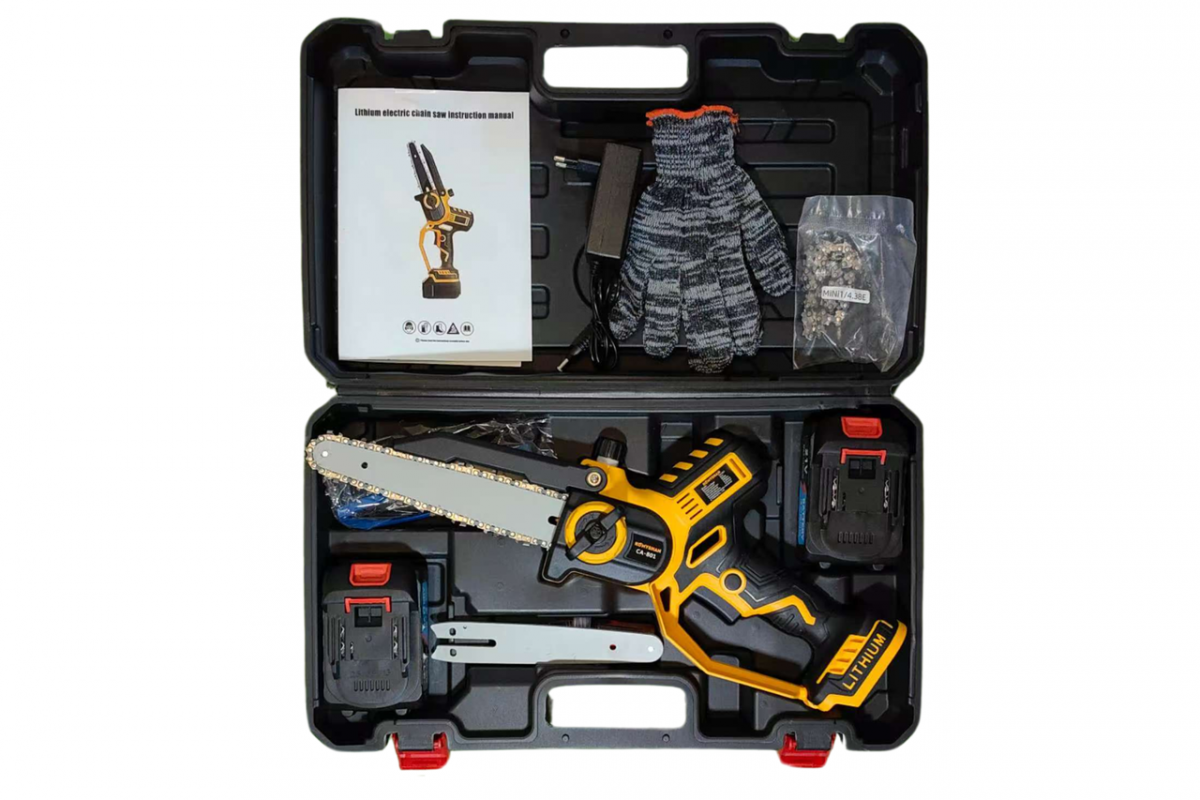 Аккумуляторная пила KOMYSHAN CA-801 — 800W, 2 АКБ ×21V 6000mAh! , автосмазка, 2 шины (6"/8"), кейс/2 цепи — изображение 3