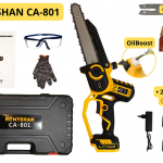 Аккумуляторная пила KOMYSHAN CA-801 — 800W, 2 АКБ ×21V 6000mAh! , автосмазка, 2 шины (6"/8"), кейс/2 цепи