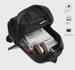 Мужской рюкзак из высококачественной экокожи, 30л — водоотталкивающий, деловой стиль (3 цвета) Чёрный — изображение 4