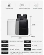 Мужской рюкзак из высококачественной экокожи, 30л — водоотталкивающий, деловой стиль (3 цвета) Чёрный — изображение 3