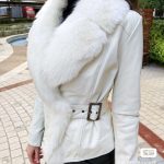 Изысканная кожаная куртка с мехом лисы OSSA (Турция)