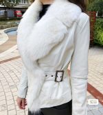 Изысканная кожаная куртка с мехом лисы OSSA (Турция)