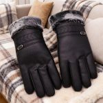 Перчатки мужские зимние из эко- кожи+ хлопок,  тёплые, меховые ,водоотталкивающие — изображение 3