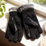 Перчатки мужские зимние из эко- кожи+ хлопок,  тёплые, меховые ,водоотталкивающие — изображение 4