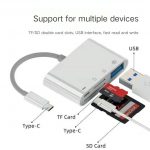 Адаптер USB-C OTG, 4-в-1 Type-C на USB 3.0 /PD,TF card, SD card,  совместим с Android, iPhone .
