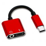 Переходник Type-C PD+ Music 3.5 jack / type- c charge , гарнитура. IOS - Android Красный