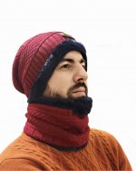 Зимний мужской комплект шапка + хомут (снуд), тёплый