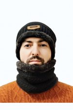 Зимний мужской комплект шапка + хомут (снуд), тёплый — изображение 5