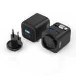 70W GaN  портативная Зарядка с Цифровым Дисплеем, Выдвижным Кабелем Type-C и Сменной Вилкой